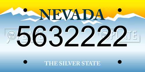 5632222 Nevada License Plate