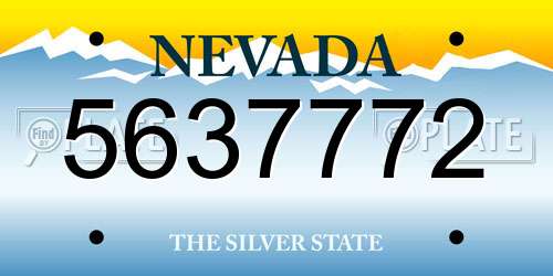 5637772 Nevada License Plate