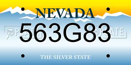 563G83 Nevada License Plate