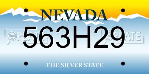 563H29 Nevada License Plate