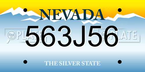 563J56 Nevada License Plate