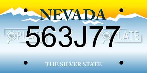563J77 Nevada License Plate