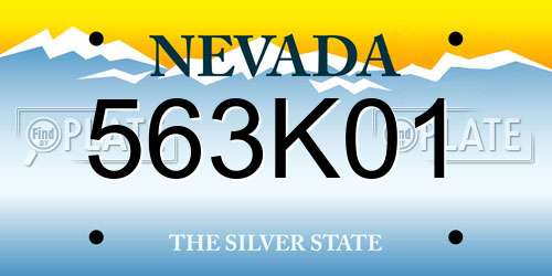 563K01 Nevada License Plate