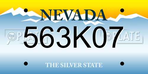 563K07 Nevada License Plate