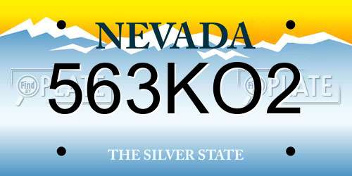 563KO2 Nevada License Plate