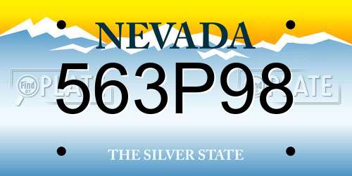 563P98 Nevada License Plate