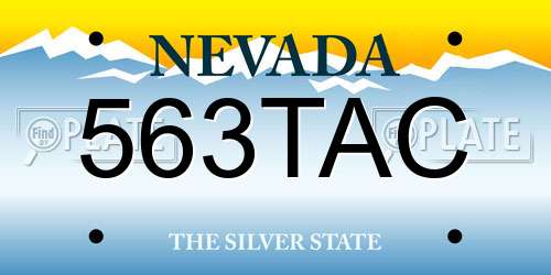 563TAC Nevada License Plate