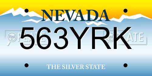 563YRK Nevada License Plate