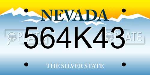 564K43 Nevada License Plate
