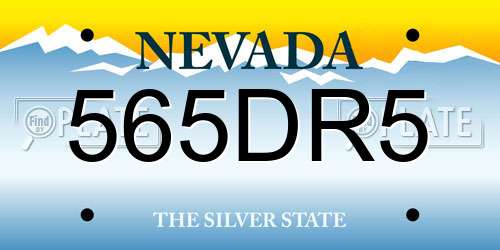 565DR5 Nevada License Plate