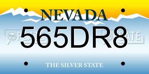 565DR8 Nevada License Plate