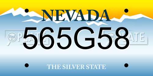 565G58 Nevada License Plate