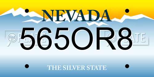 565OR8 Nevada License Plate