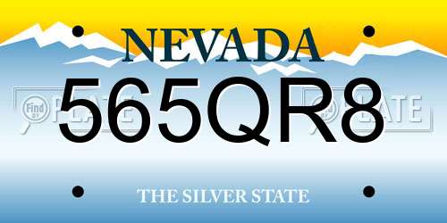 565QR8 Nevada License Plate