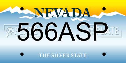 566ASP Nevada License Plate