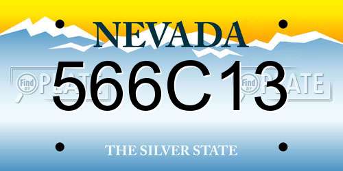 566C13 Nevada License Plate