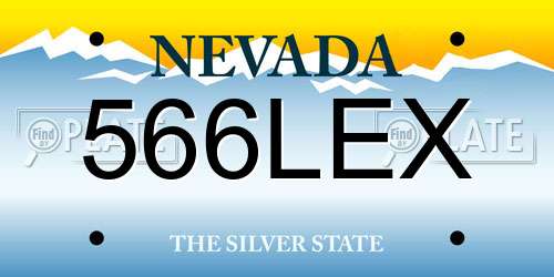 566LEX Nevada License Plate