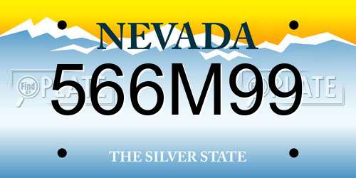 566M99 Nevada License Plate