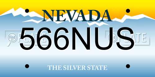 566NUS Nevada License Plate