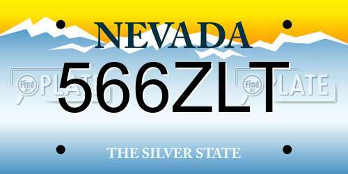 566ZLT Nevada License Plate