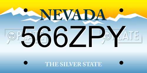 566ZPY Nevada License Plate