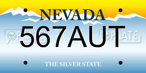 567AUT Nevada License Plate