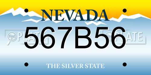 567B56 Nevada License Plate