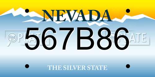 567B86 Nevada License Plate