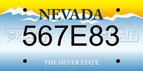 567E83 Nevada License Plate