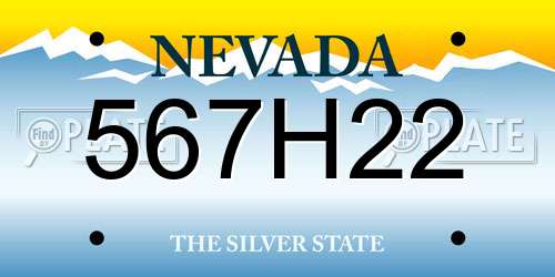 567H22 Nevada License Plate