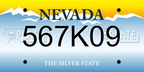 567K09 Nevada License Plate