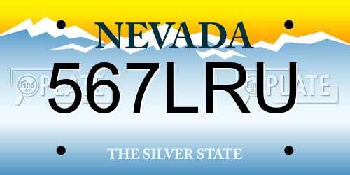 567LRU Nevada License Plate