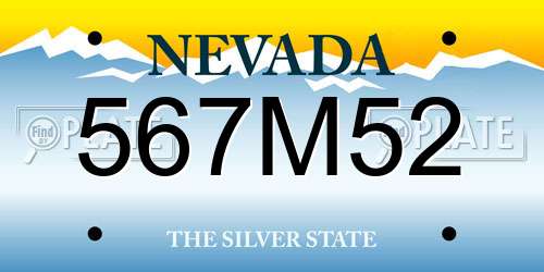 567M52 Nevada License Plate