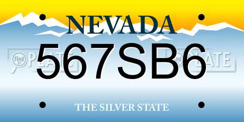 567SB6 Nevada License Plate