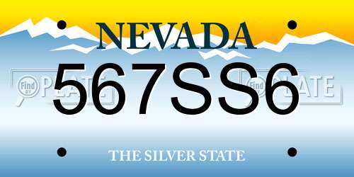 567SS6 Nevada License Plate