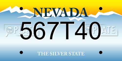 567T40 Nevada License Plate