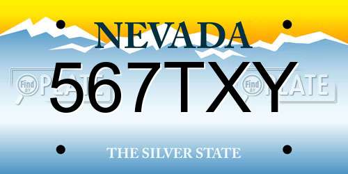 567TXY Nevada License Plate