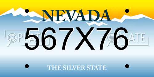 567X76 Nevada License Plate