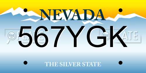 567YGK Nevada License Plate