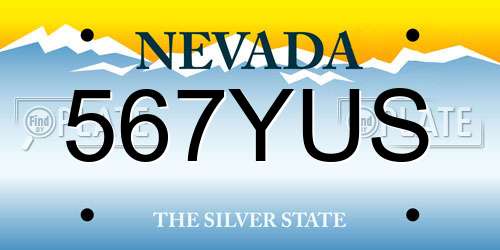 567YUS Nevada License Plate