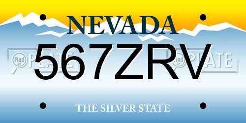 567ZRV Nevada License Plate
