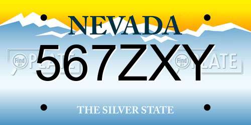 567ZXY Nevada License Plate