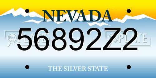 56892Z2 Nevada License Plate