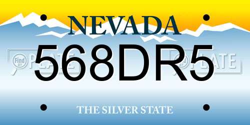 568DR5 Nevada License Plate