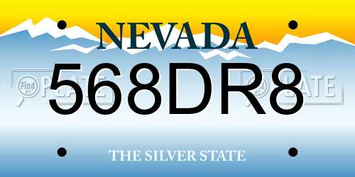 568DR8 Nevada License Plate