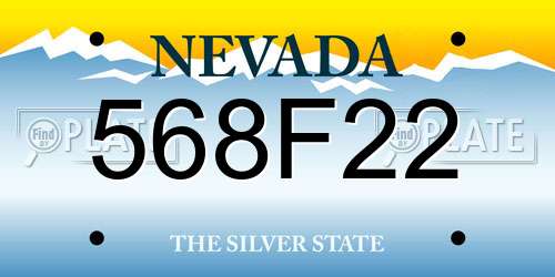 568F22 Nevada License Plate