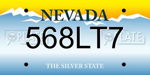 568LT7 Nevada License Plate