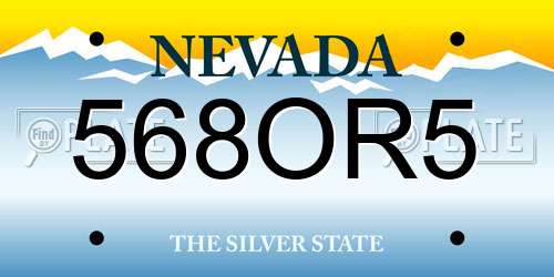 568OR5 Nevada License Plate