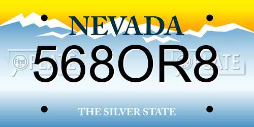 568OR8 Nevada License Plate