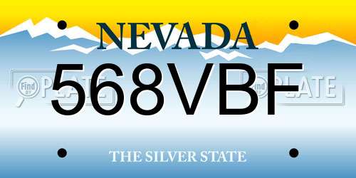 568VBF Nevada License Plate